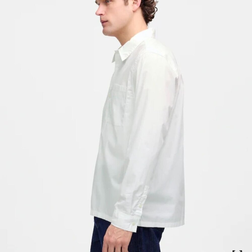 NEW Madewell White Straight-Hem Cotton Button-Up Shirt - Size: Medium - Picture 11 of 13